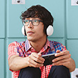 Student holding phone