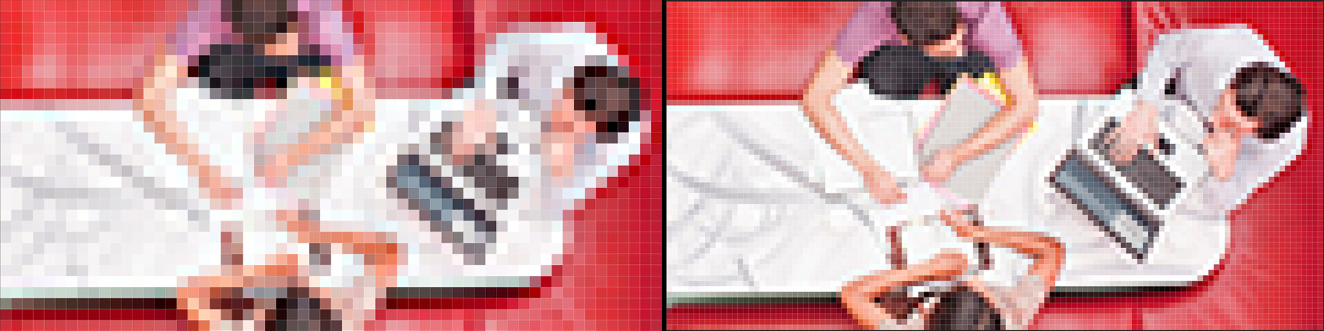 Side by side comparison of two images to show a difference in pixels