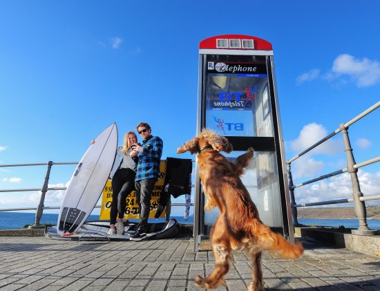 illustrative photo of a Vodafone 4G-enabled phone box at Sennen Cove in Cornwall