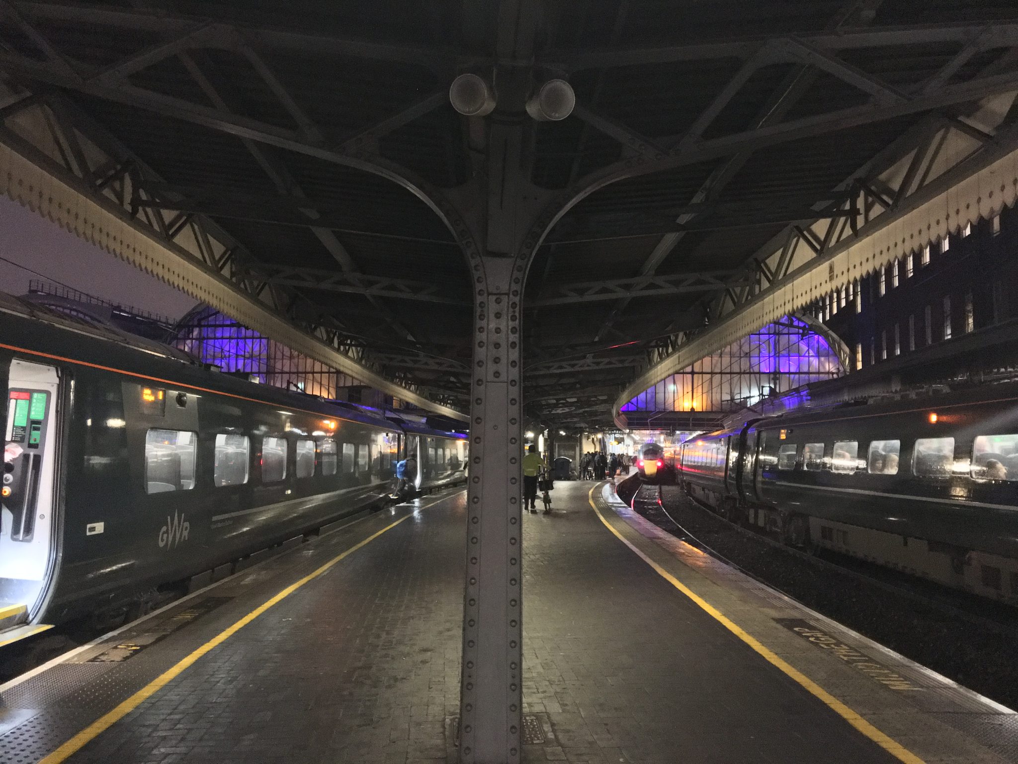 a shot of train platforms at Paddington station