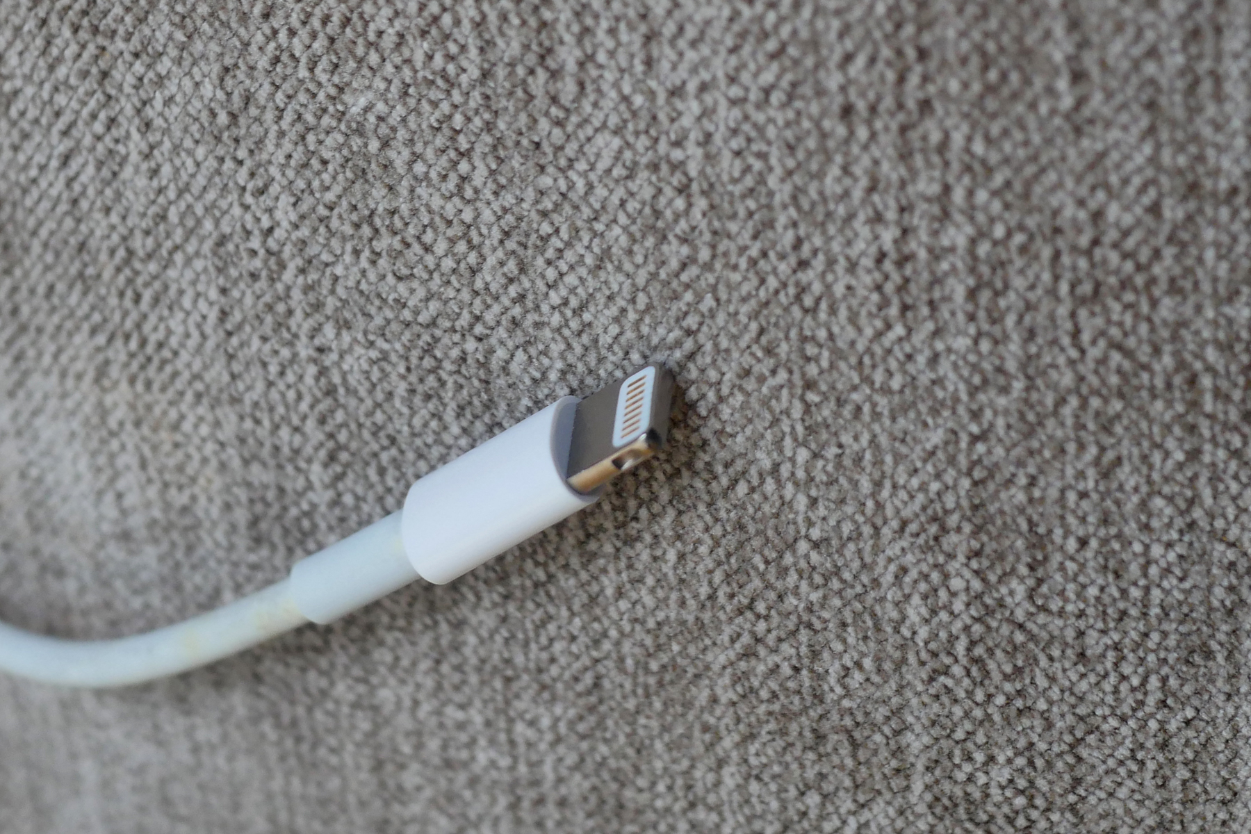 Lightning cables are easily identifiable from the miniature metal plates visible on both sides of the connector.