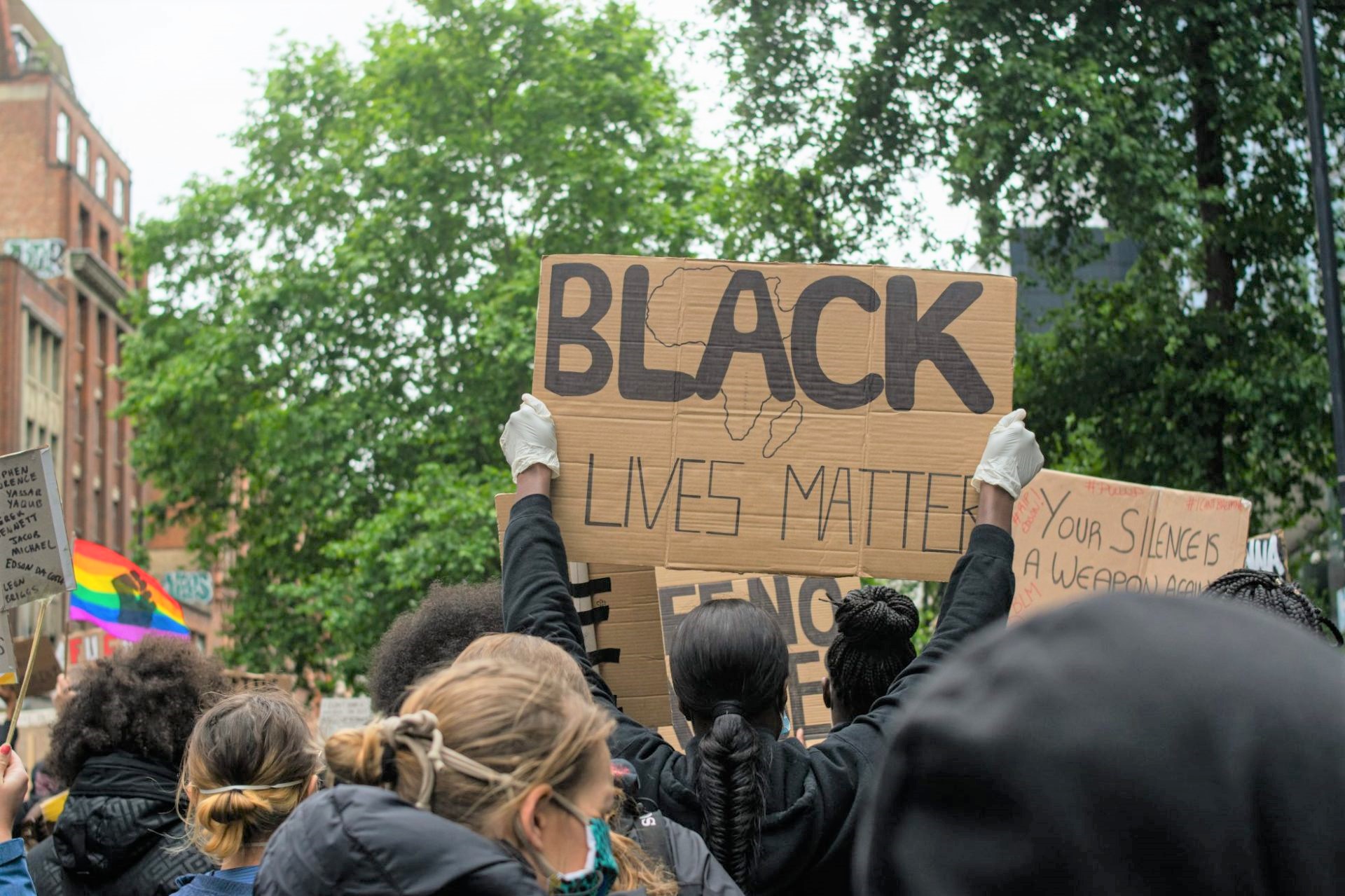 Black Lives Matter banner at protest