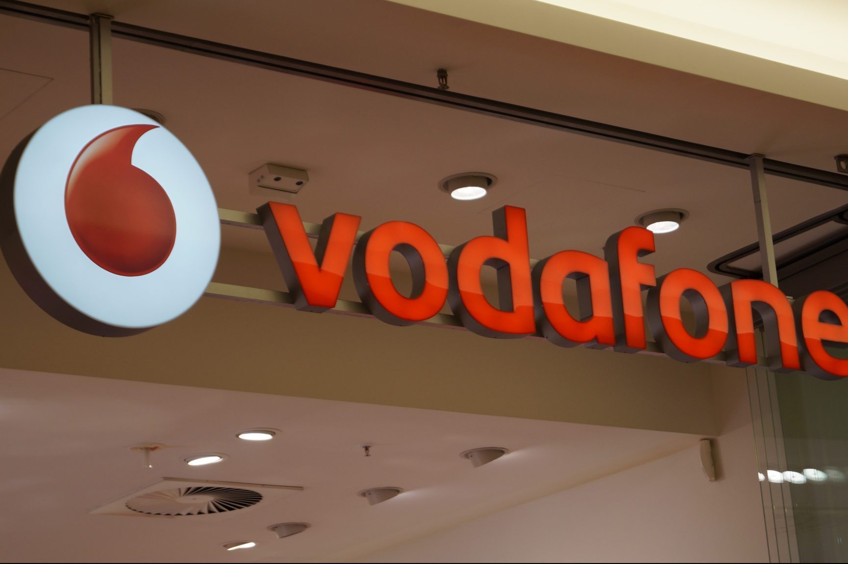 Vodafone store front sign