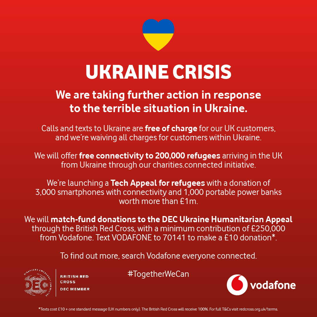 Ukraine crisis: Vodafone UK response graphic