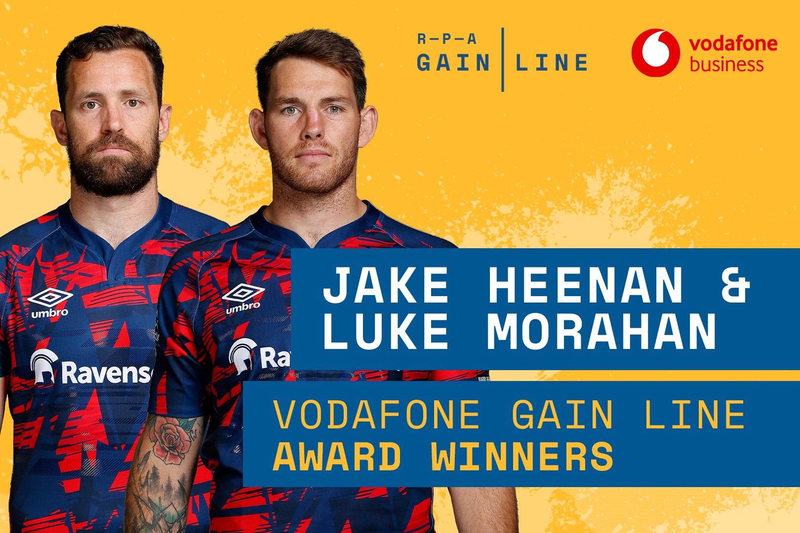 Jake Heenan and Luke Morahan, winners of the 2022 Vodafone Gain Line Award