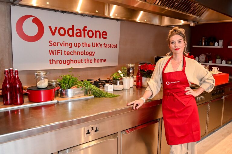 Former Great British Bake Off winner Candice Brown demonstrates a connected kitchen powered by Vodafone Pro II Broadband - the UK's fastest WiFi technology throughout the home
