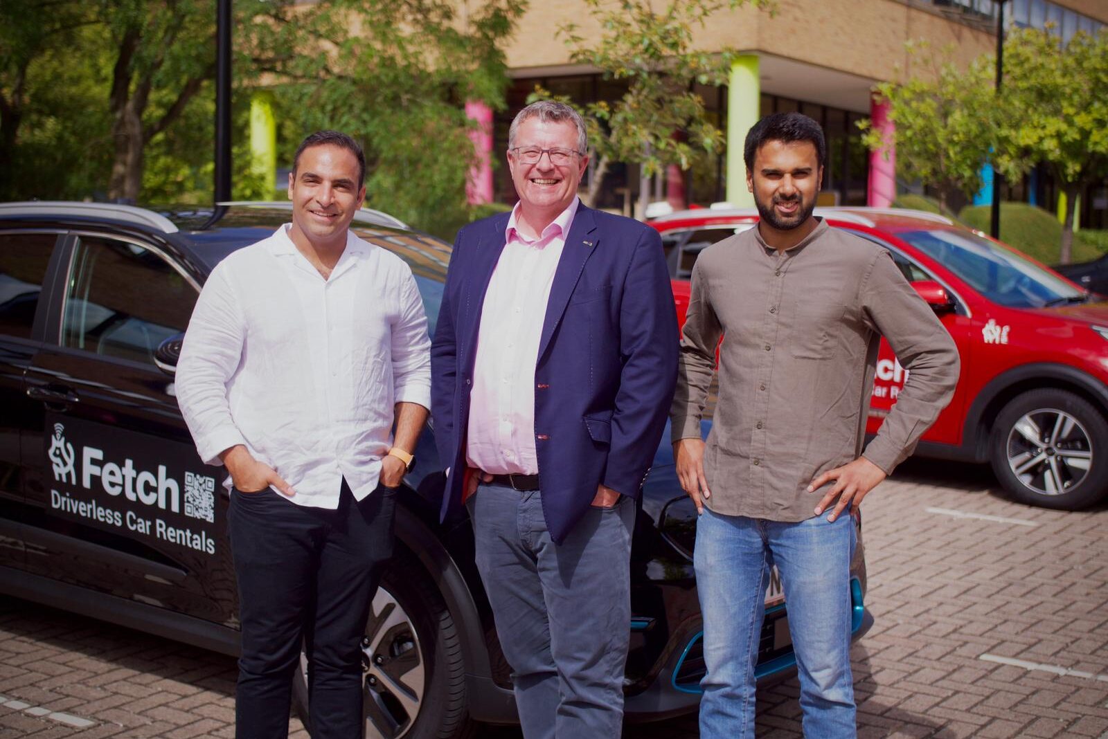 Vodafone UK Business Director Nick Gliddon (centre) with the Imperium Drive team in Milton Keynes