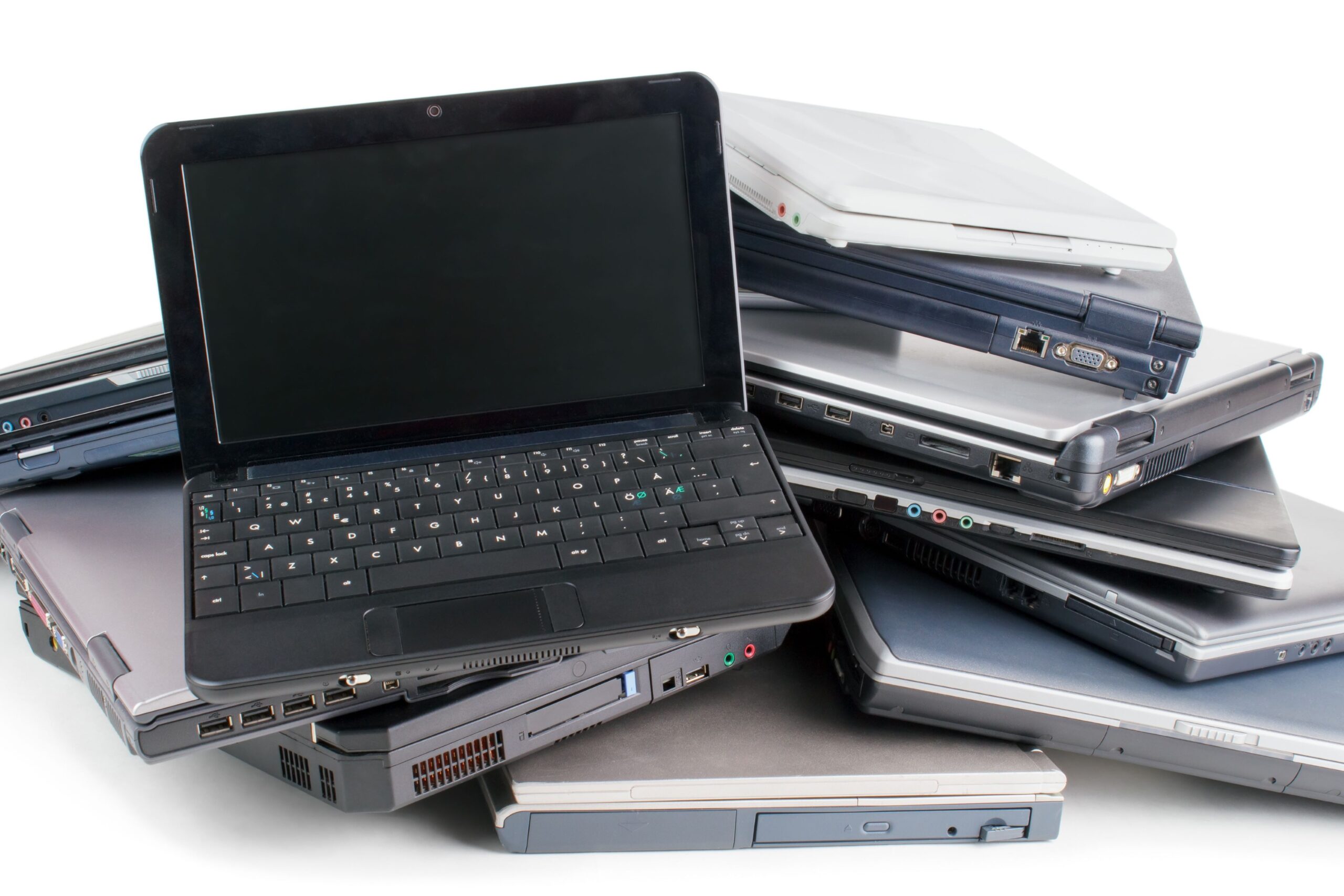 Pile of old laptops