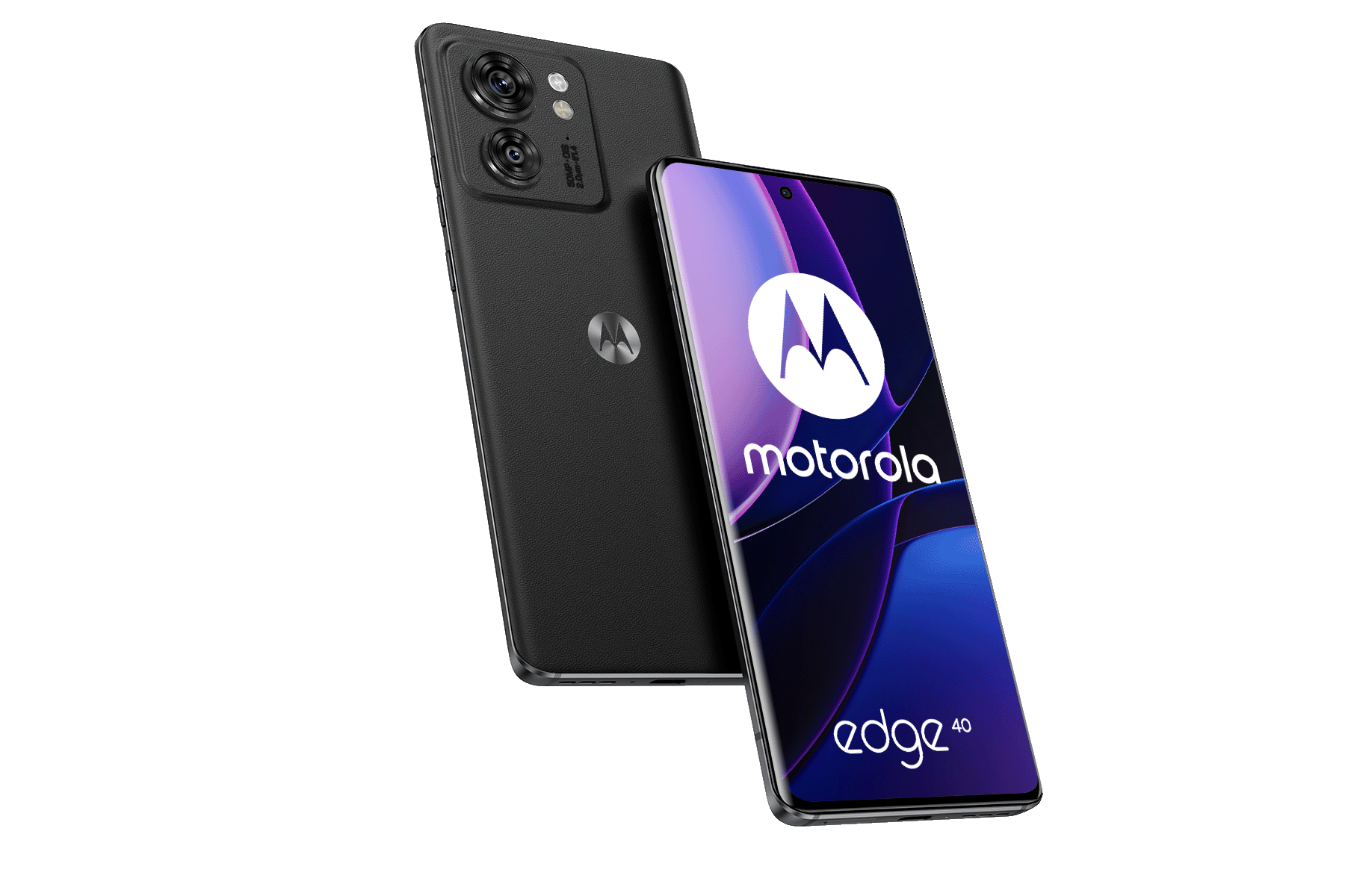 photo of the Motorola Moto Edge 40 Android smartphone, showing it from the rear and the front