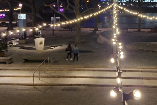 crop of a photo taken at night on London's South Bank using the Samsung Galaxy S20.