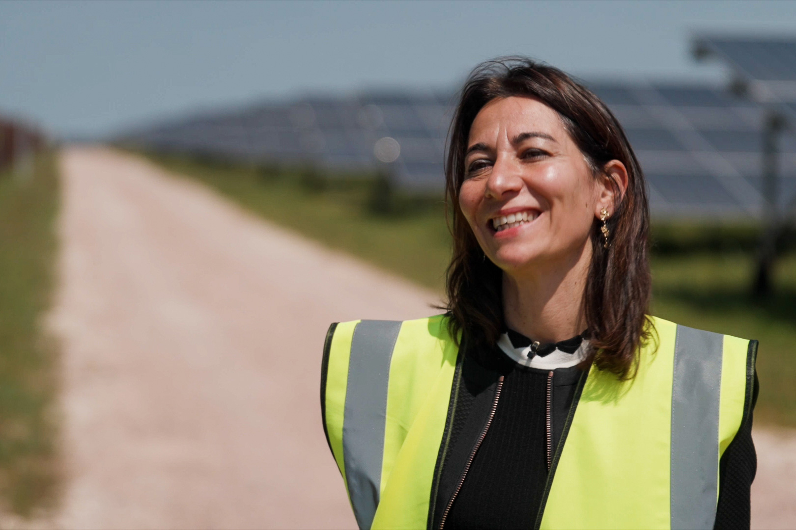 Image of Francesca Serravalle, Vodafone’s UK Head of Infrastructure and Energy at Codford solar farm.