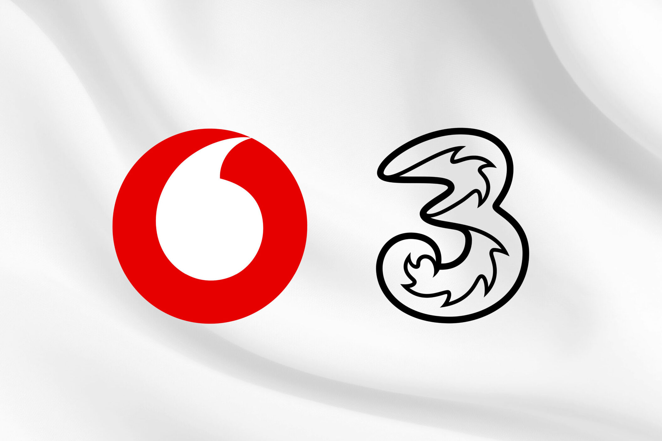 Vodafone Three UK logos side by side