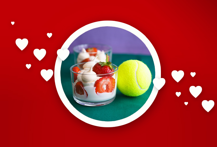 image of a serving of strawberries and cream next to a tennis ball, promoting VeryMe Rewards from Vodafone