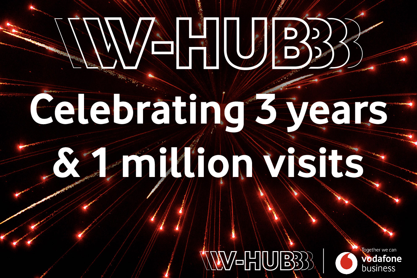 text-heavy graphic celebrating the third birthday of Vodafone V-Hub