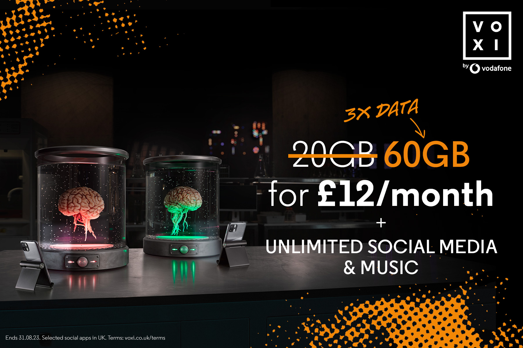 image promoting the addition of Unlimited Music to all VOXI plans costing £12 or more