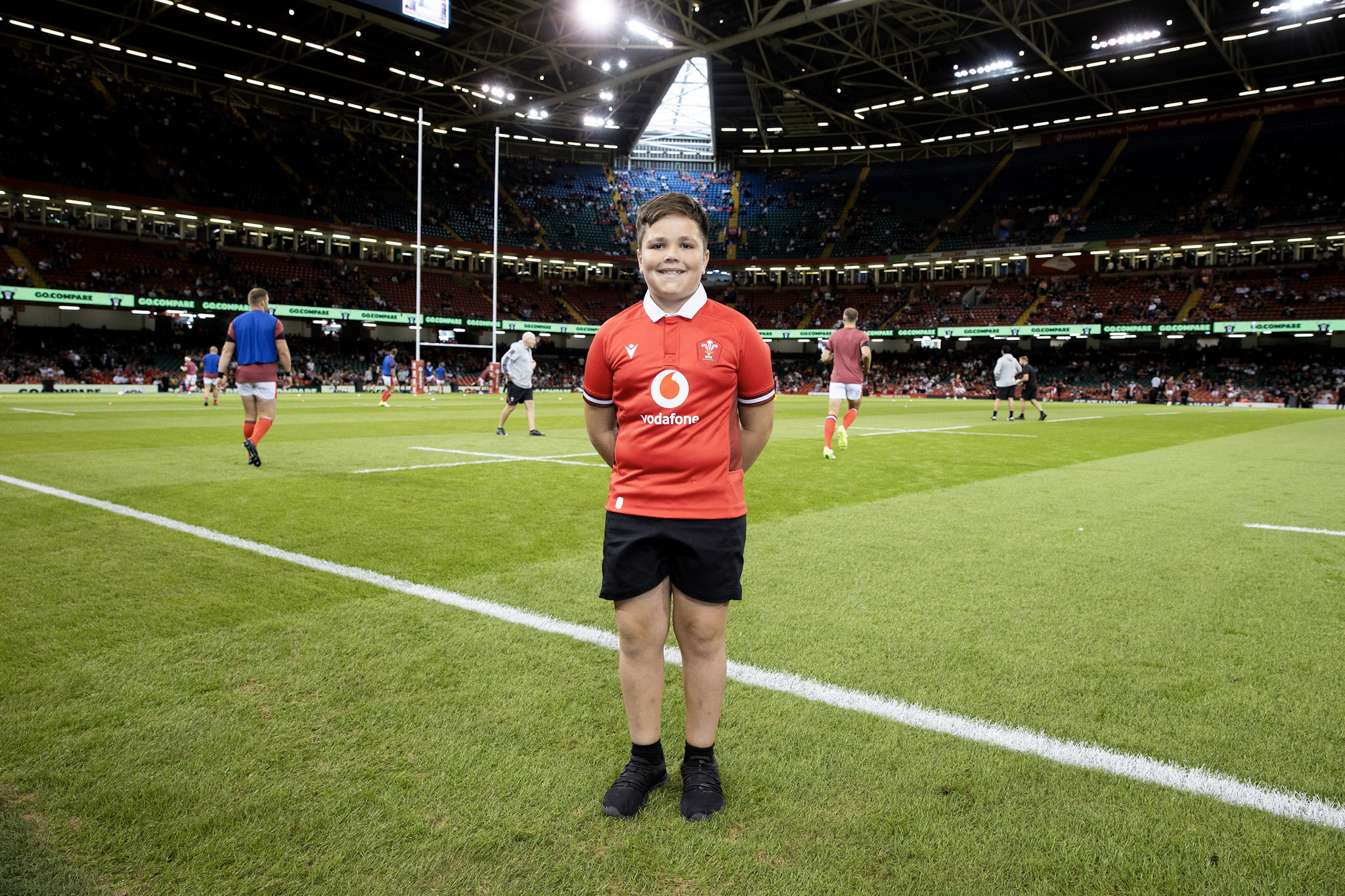photo of grassroots rugby player Luca Gates on the pitch at the Principality Stadium