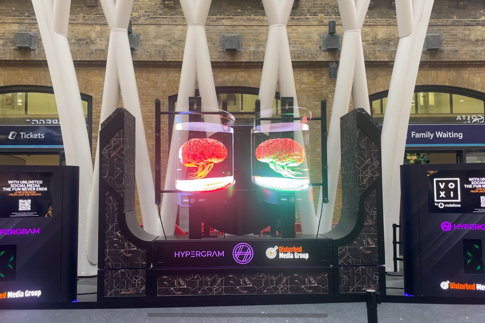 Image showing VOXI's 3D hologram at London King's Cross station.