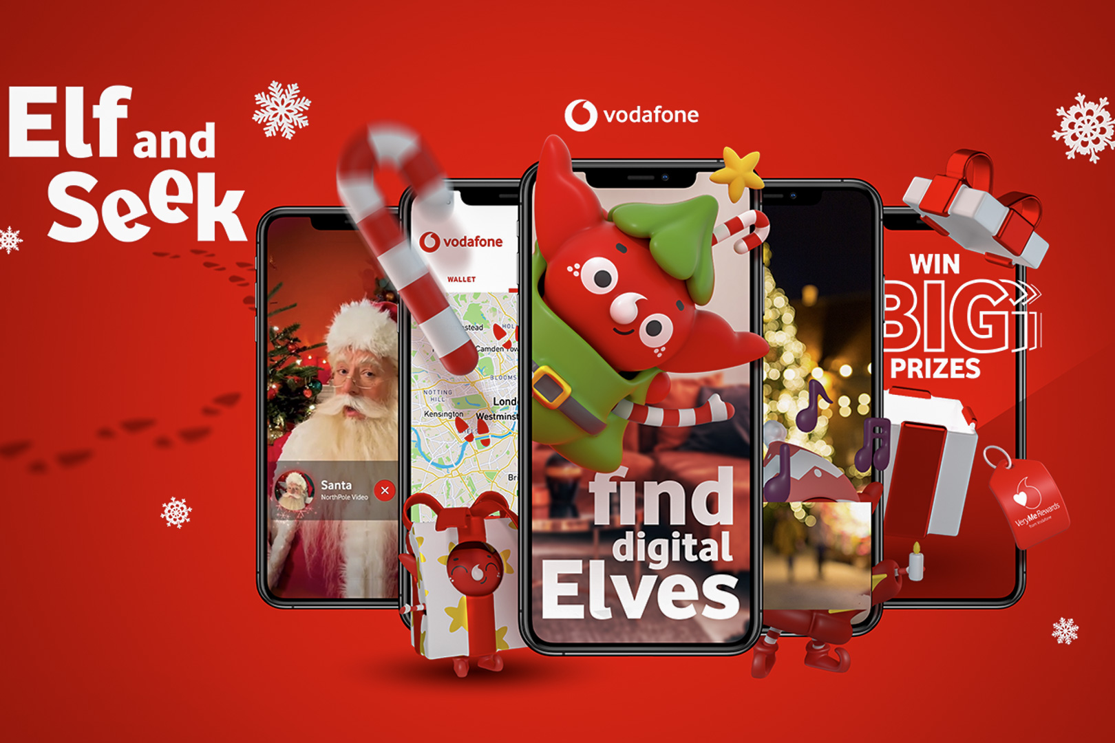 promotional image for the 2023 version of Vodafone's Elf and Seek augmented reality game