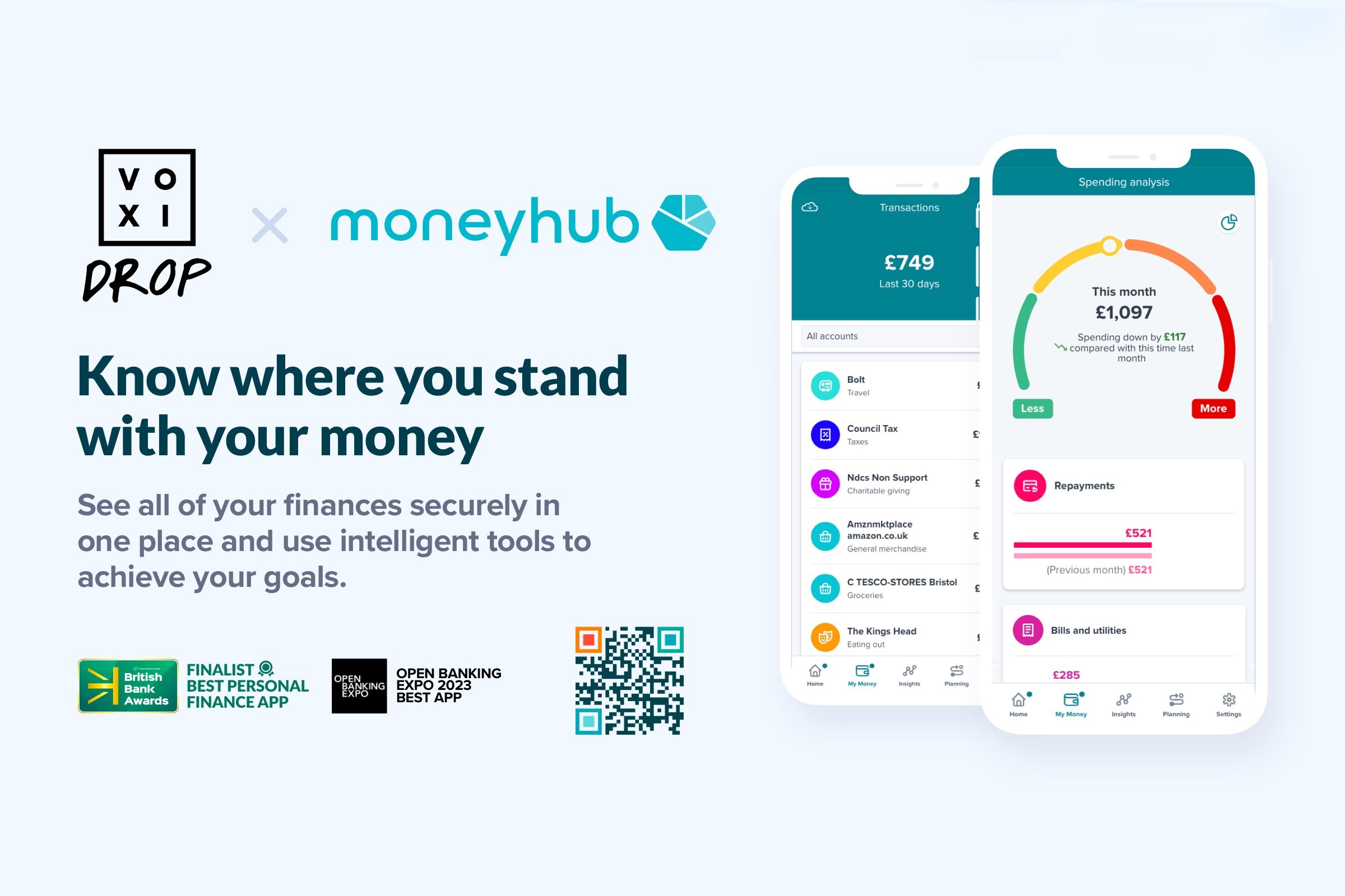 image promoting the giveaway of subscriptions for the Moneyhub app through VOXI Drop