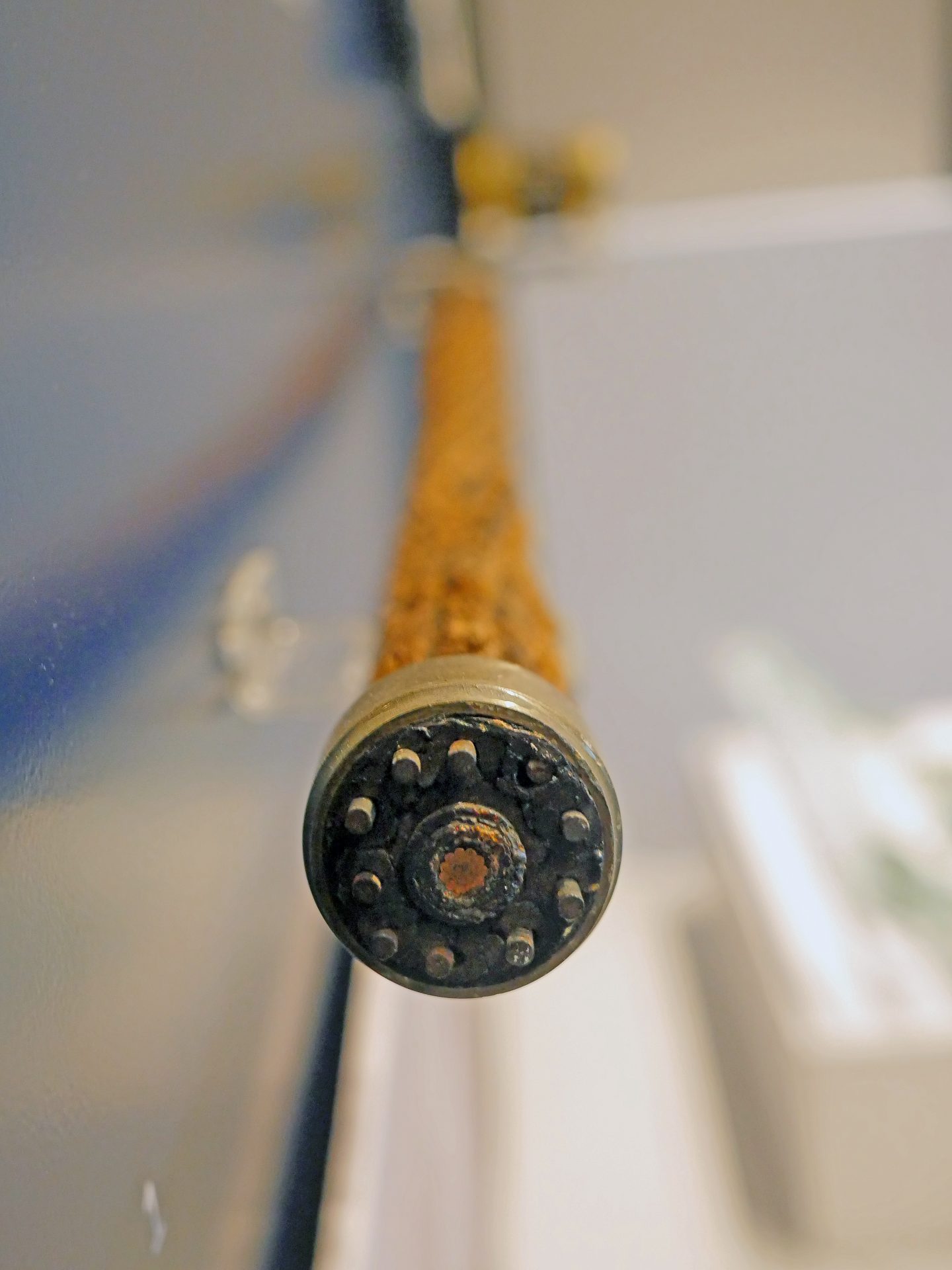 A segment of the 1865-1866 transatlantic cable. On display in the Information Age gallery at the Science Museum, London.