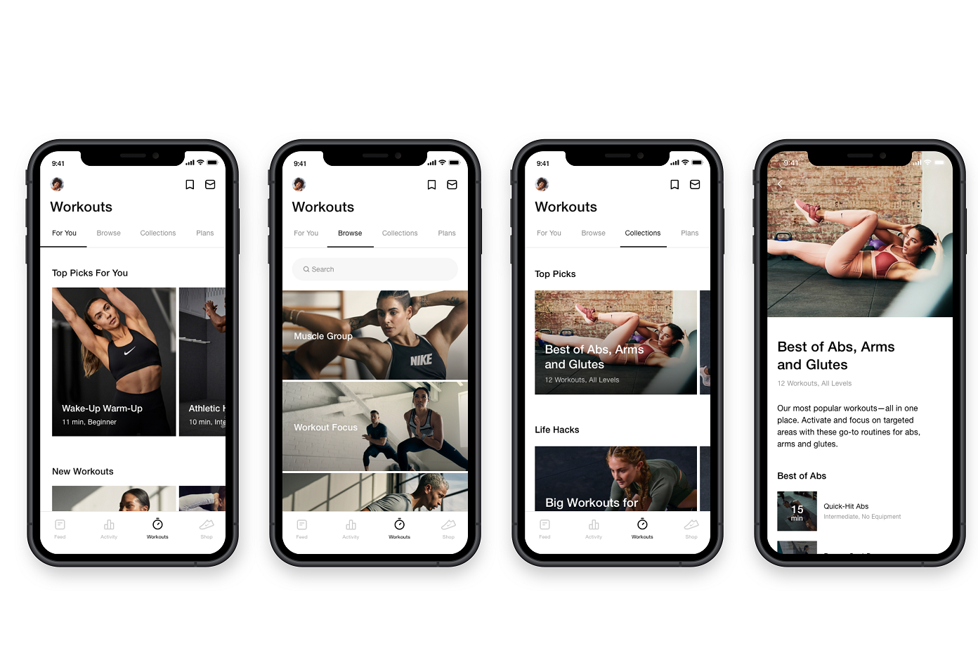 Screengrabs from Nike Training Club app