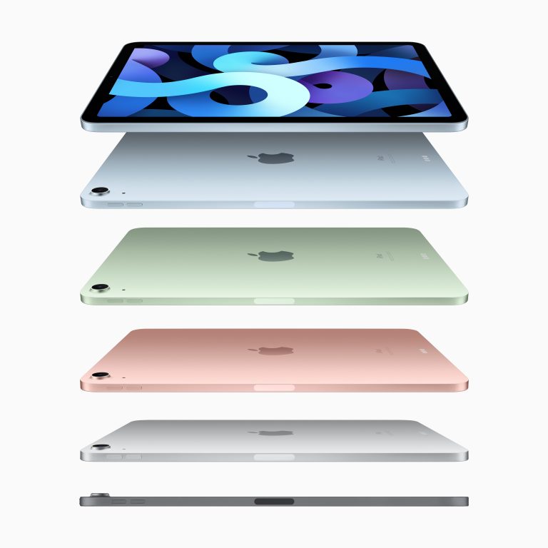 photo showing the different colours of the fourth generation Apple iPad Air