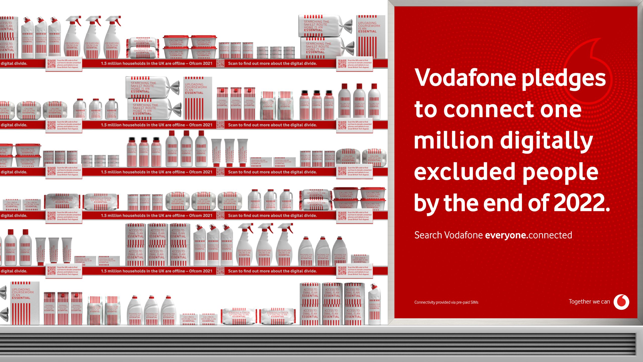 a close-up image of Vodafone and Global's installation highlighting digital poverty