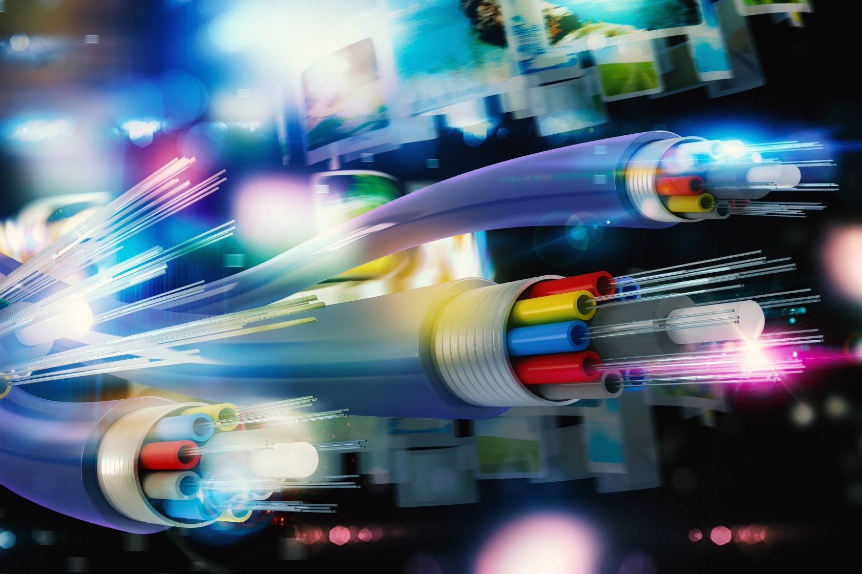 Colourful fibre optic cables