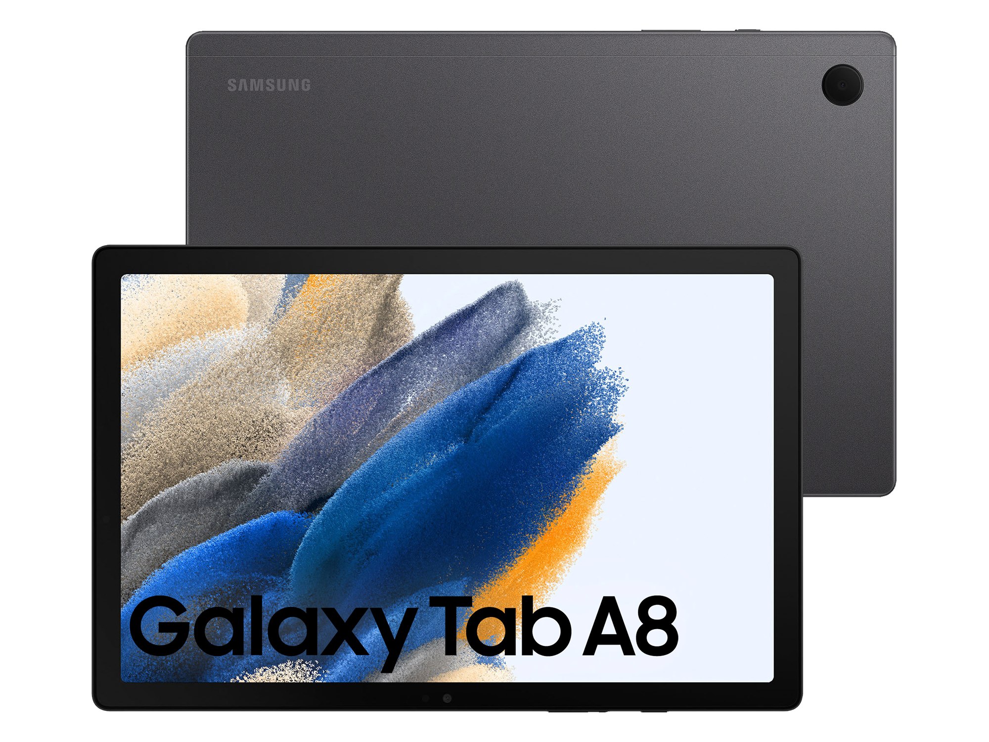 illustrative photo of the Samsung Galaxy Tab A8 from the front and rear