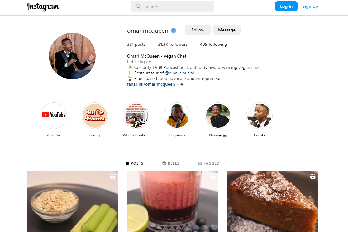 Omari McQueen's Instagram page