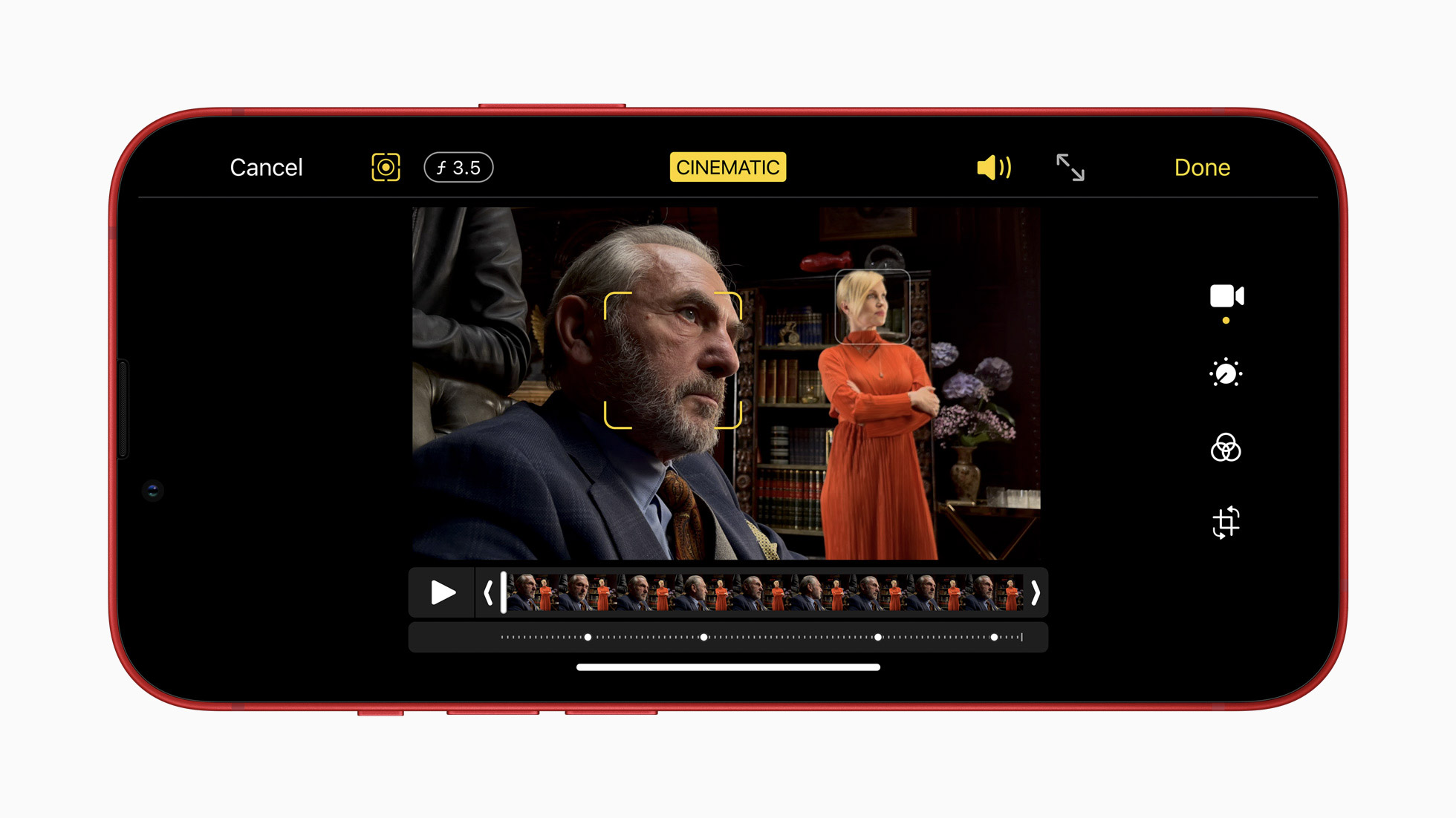 image of Cinematic Mode in the Camera app on an Apple iPhone 13