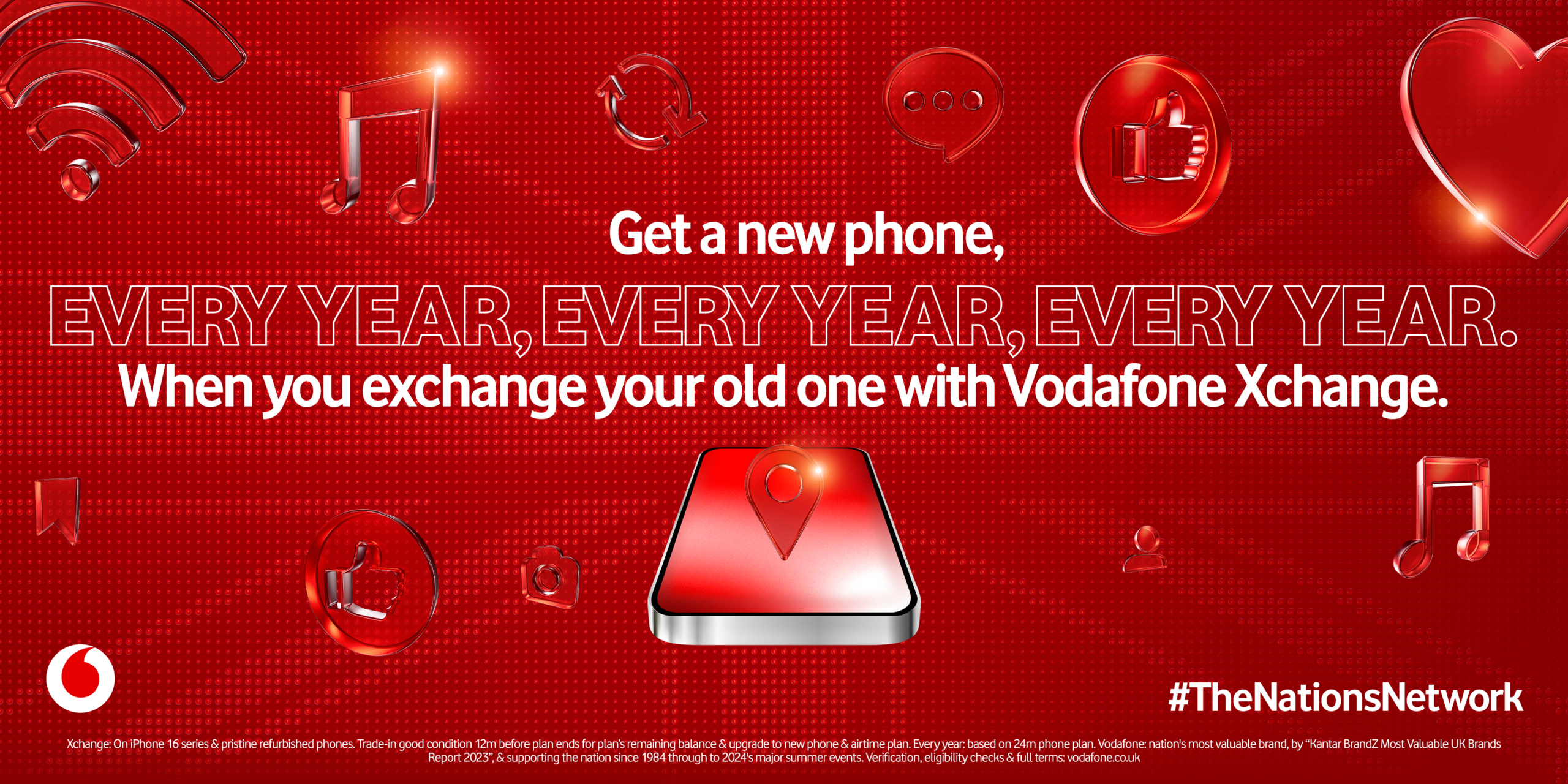 Get a new phone every year when you exchange your old one, with Vodafone Xchange.