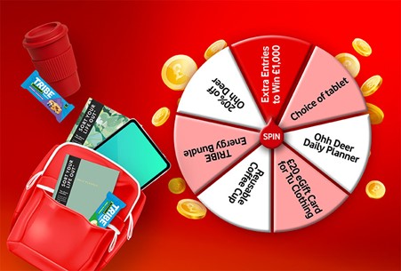 Spin to Win a £1000 cash prize with VeryMe Rewards.