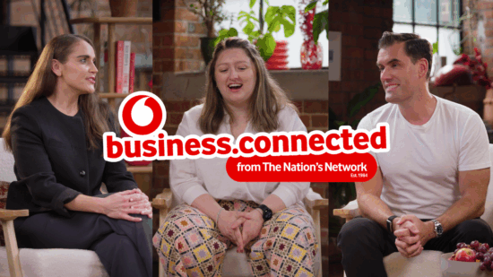 Christiana Brenton, Kirstie Kavanagh and Leo Harrison, featuring on the episode two of Vodafone Business' business.connected video series.