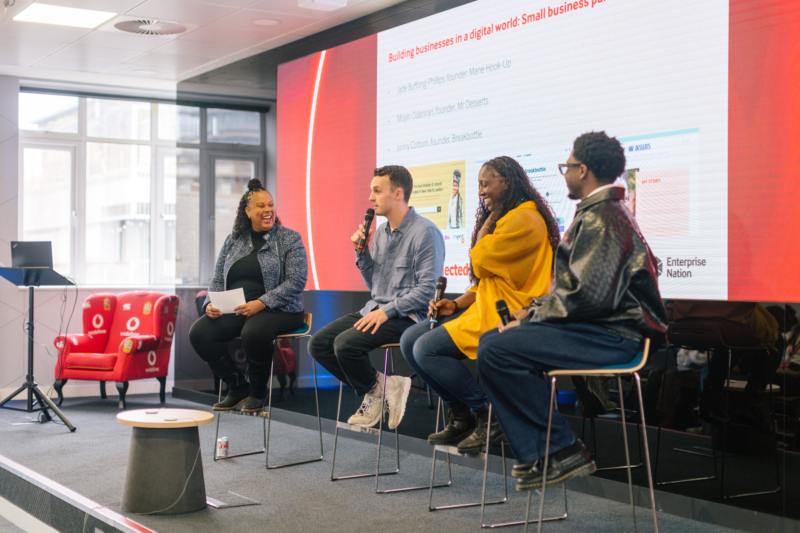 EnerpriseNationVodafoneBusinessEvent-Iggy&Lime-137 A panel of local entrepreneurs discuss how adopting digital skills and technology has helped grow their customer base and improved their business operations.