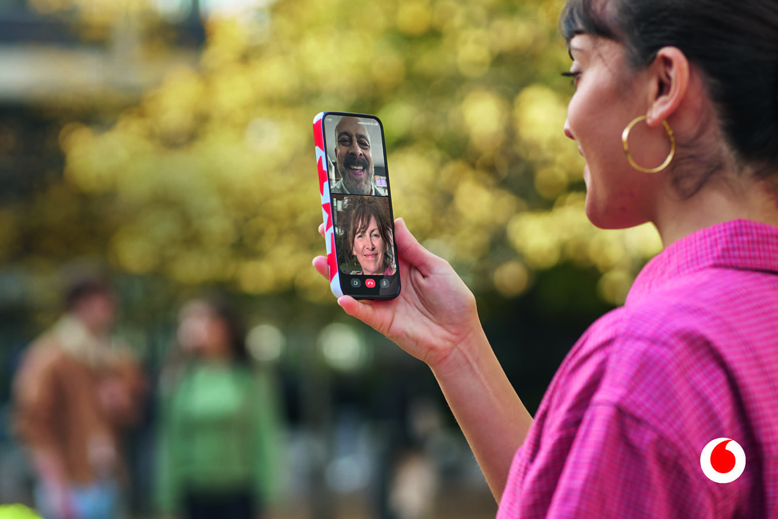 Woman having video call on phone.