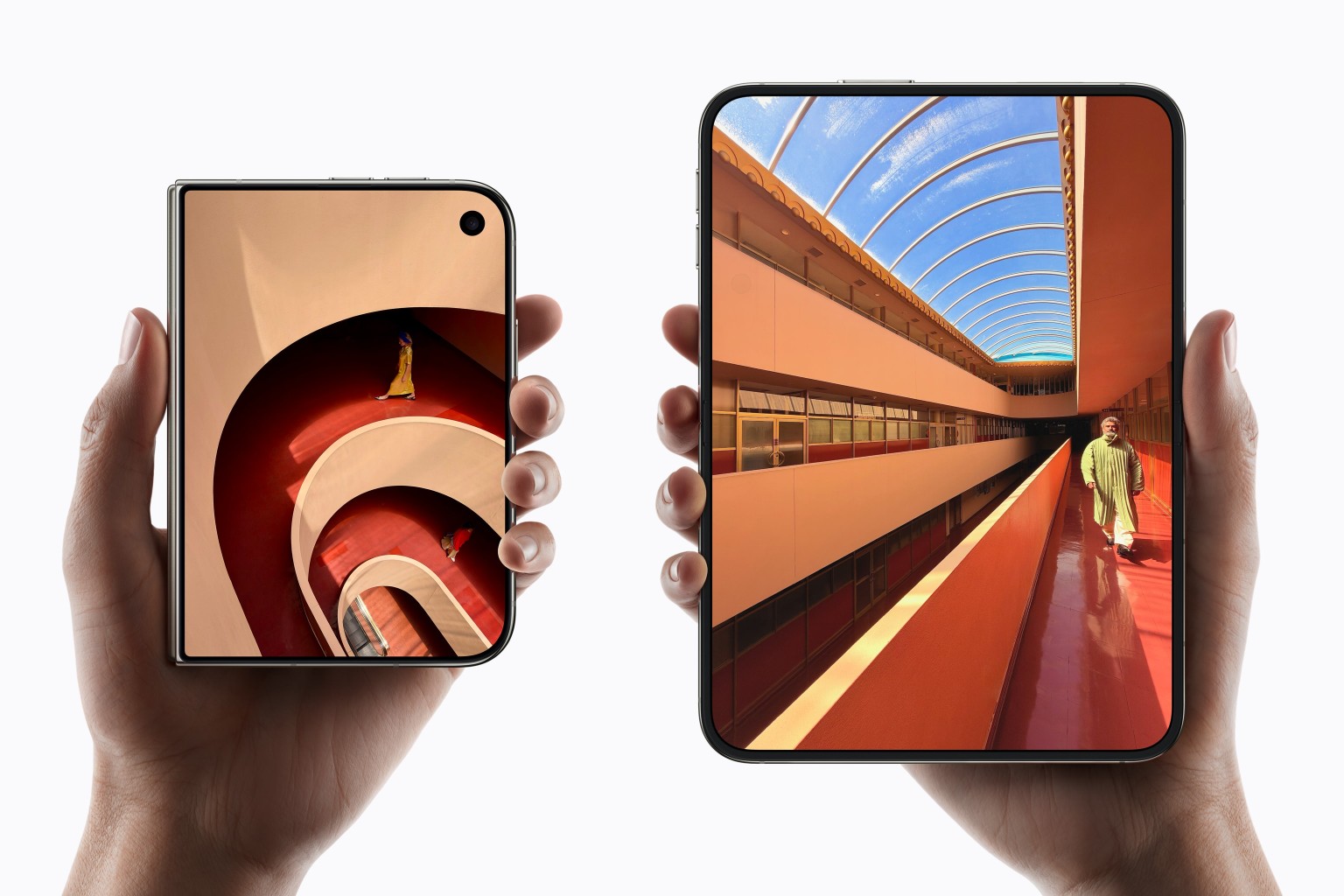Hands holding new Apple iPhone Duo.